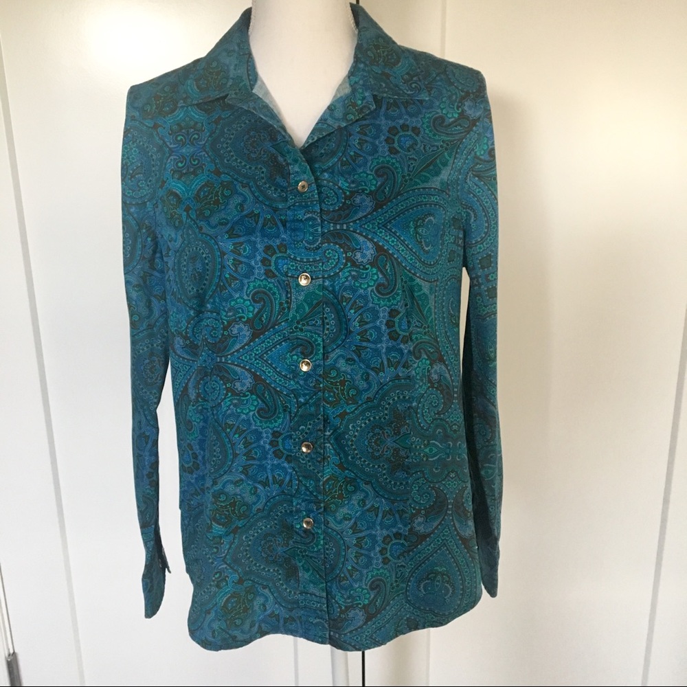 SALE Jones New York | Blue Paisley Button Down